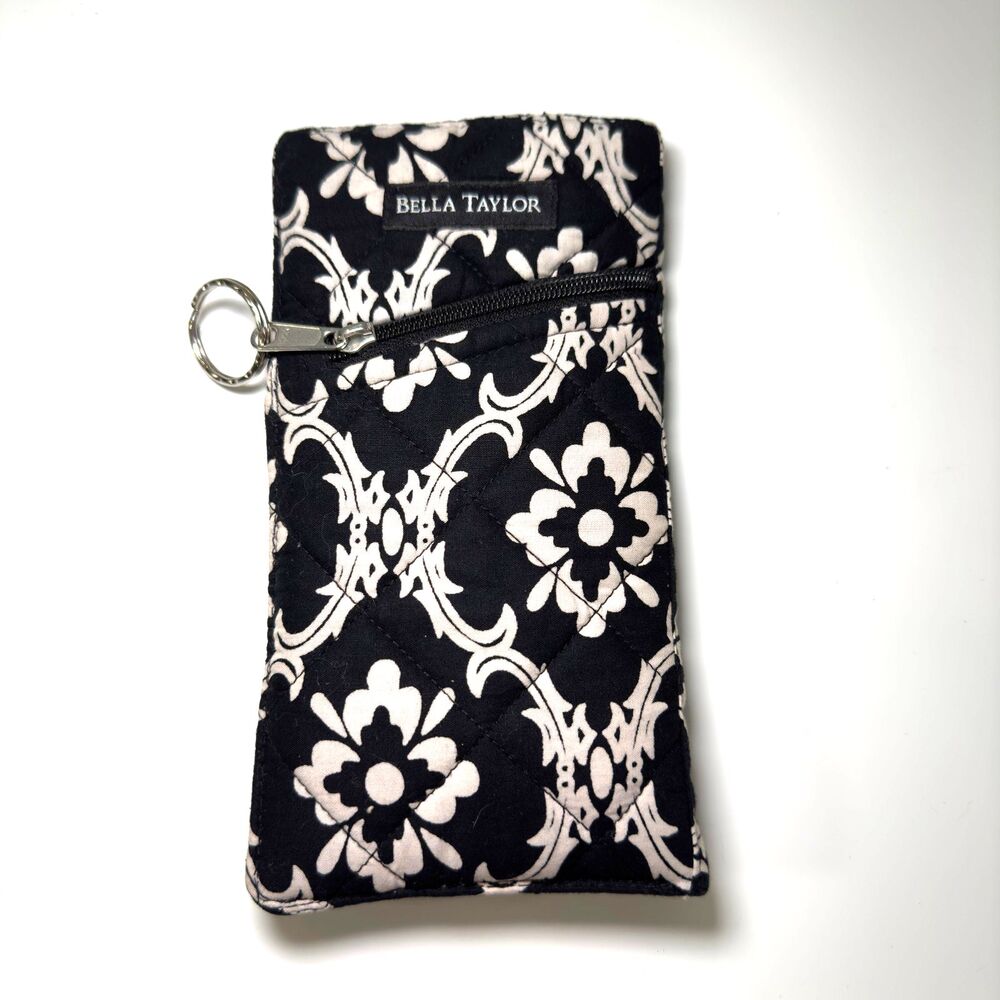 Bella Taylor Wristlet Wallet Black White Paisley Geometric Casual Cute Holder